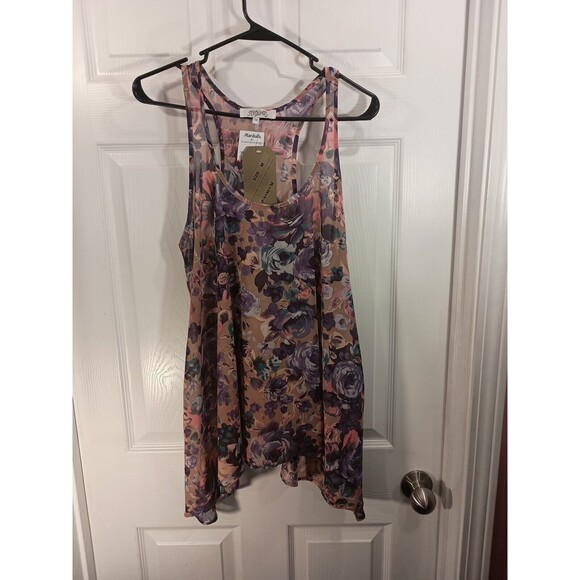 Tramp Blouse Size M Pink Multicolor Sleeveless Floral - Picture 1 of 8